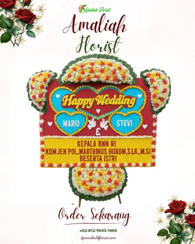 Karangan Papan Bunga Pernikahan di Karang Rejo